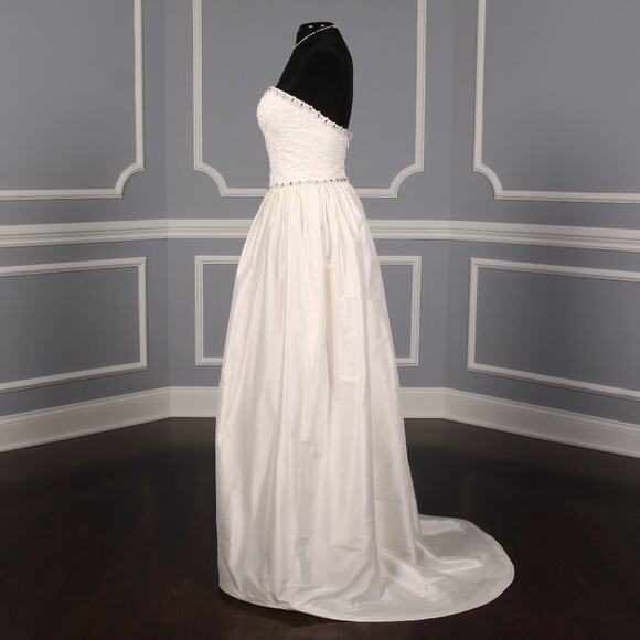 JUSTINA ATELIER Wedding Dress Strapless Silk Bridal Gown Meaghan Ivory Pink 8 - Picture 4 of 11